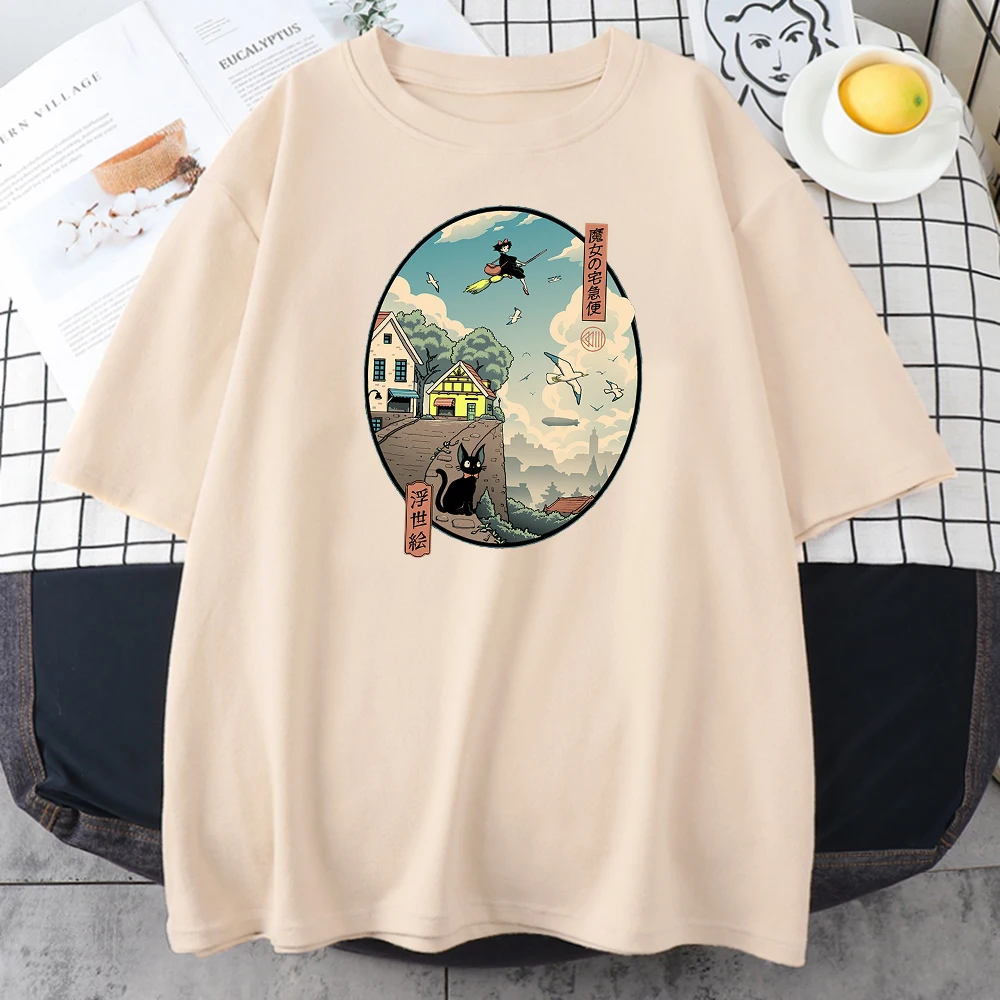 Ukiyoe Kiki служба доставки футболка с принтом женская оверсайз в стиле Харадзюку