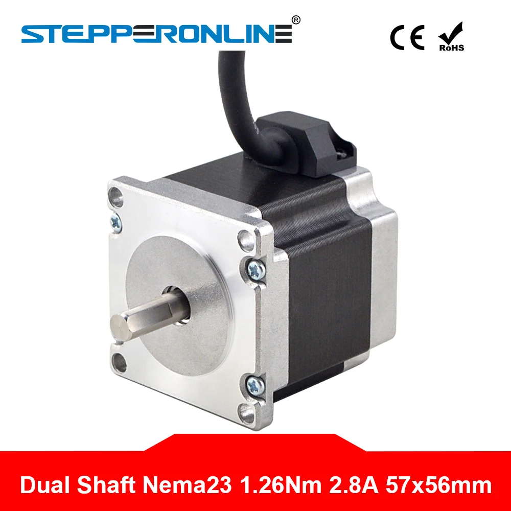 

NEW Dual Shaft Nema 23 Stepper Motor 1.26Nm(178.4oz.in) 2.8A 56mm 4-lead 57 Motor 8mm Shaft for CNC Laser
