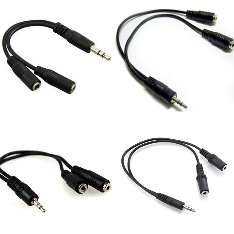

Stereo Dual Headphone Adapter Audio 3.5mm Headphone Adapter Gold plated Music 3.5mm Earphone Y Splitter