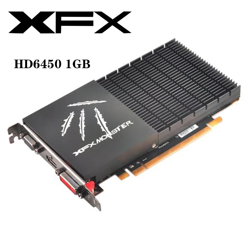 Оригинальные видеокарты XFX GPU AMD Radeon HD 6450 1GBGDDR3 графические карты для настольного