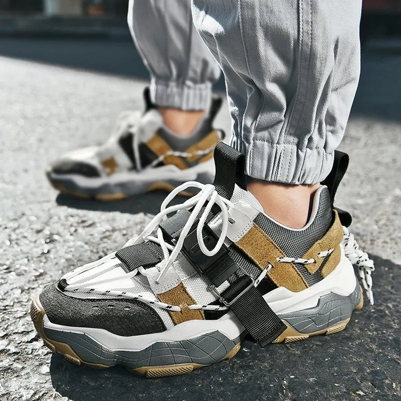 Кроссовки мужские дышащие сетчатые на шнуровке Нескользящие в стиле хип-хоп |