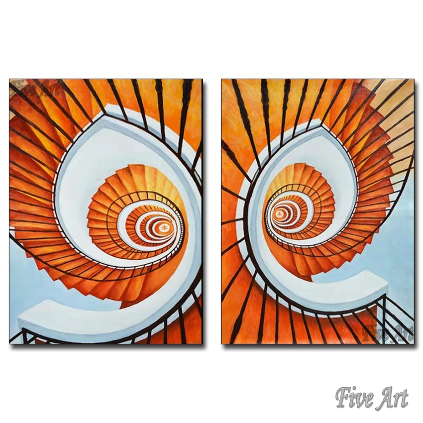 

A Circular Staircase Pictures 100% Handmade Oil Painting On Canvas Wholesale Unique Abstract Landscape Paintings No Framed