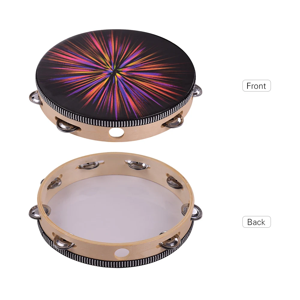 Компактный 10 дюймов деревянные качество бубен колокольчик ручной барабан с