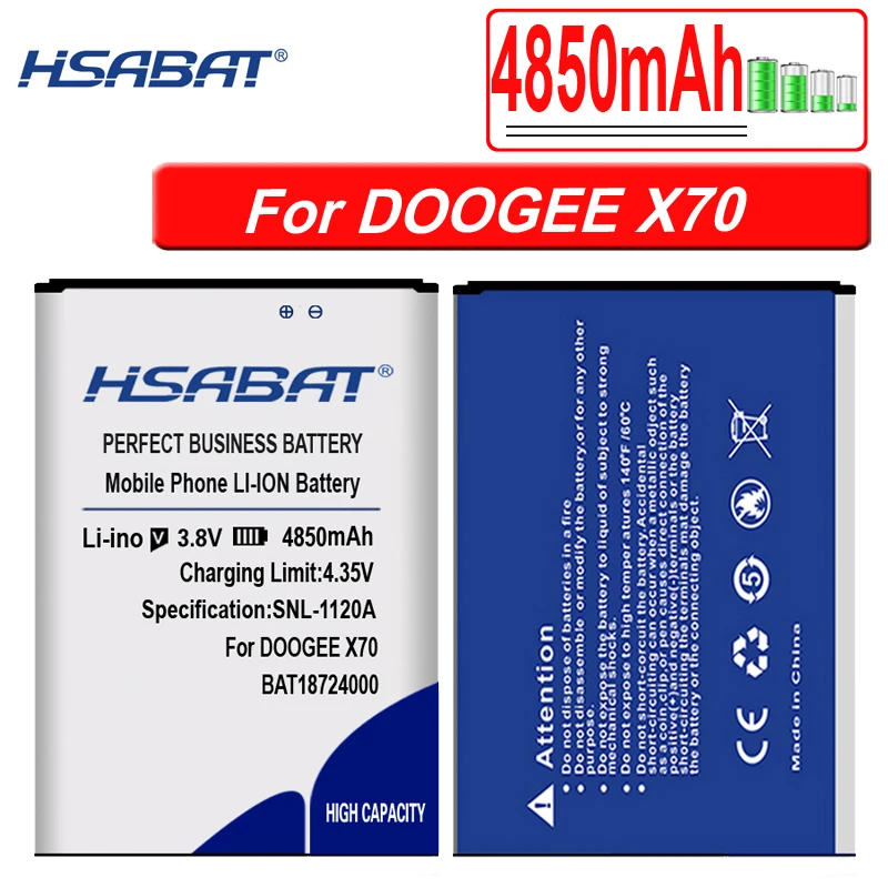 HSABAT BAT17582580 4850 мА/ч, BAT17613360 BAT17603360 Батарея Для DOOGEE X10 X20 X20L X30 X50 X60 X70 BAT18702000 BAT18724000