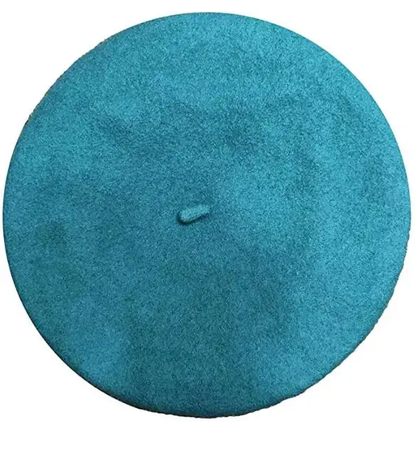 

YURI Spain Peacock Blue Beret British Style Retro Hat Artist Painter Women Wool Cap Warming Gift