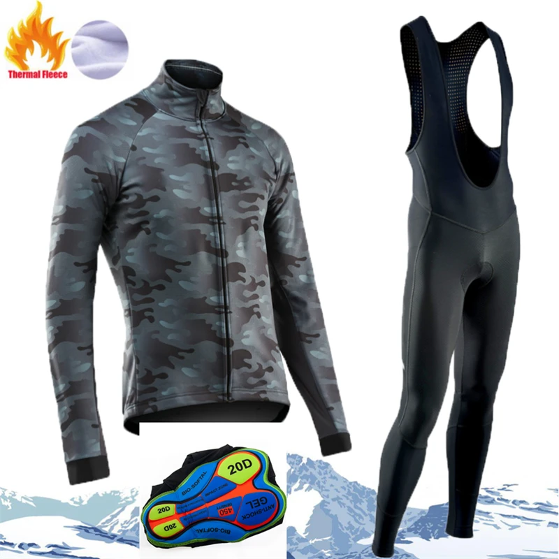 

Pro Team Winter Cycling Jersey Clothing Bicycle Mtb Breathable Shirt Men Long Sleeve Set Uniform Mountain Biking Wear,