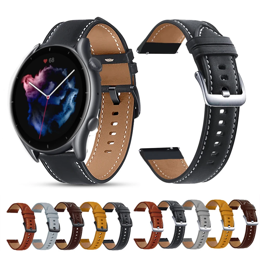 

Ремешок кожаный для смарт-часов Amazfit GTR 3/3 Pro, 22 мм, 47 мм