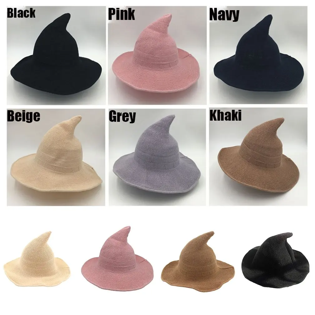 Современная шерстяная шляпа ведьмы для Хэллоуина женщин складная с широкими