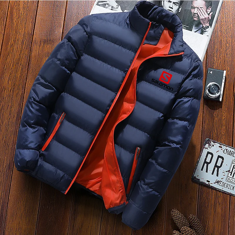 

2021 New Men'S Thick Parka Coat Jacket Winter Casual Jacket Men's Outerwear Solid Stand-Up Collar Men's Windproof Cotton Thick D