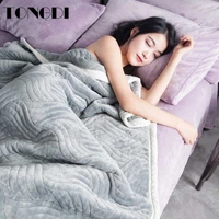tongdi warm soft raschel blanket thickened heavy elegant fleece double layer luxury decor for cover sofa bed bedspread winter
