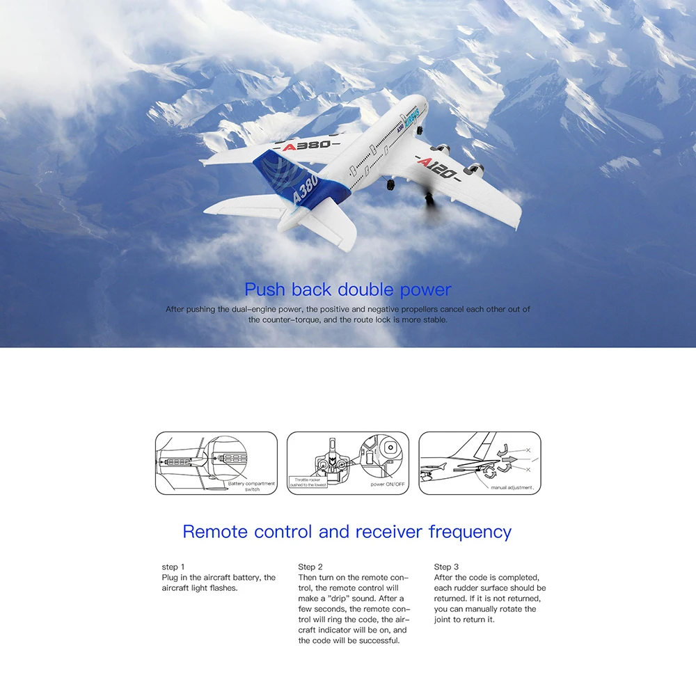 Wltoys XK A120 A380 RC Plane 3CH 2.4G EPP Remote Control Machine Airplane Fixed-wing RC Aircraft Model Kids Outdoor Toy for Boys enlarge