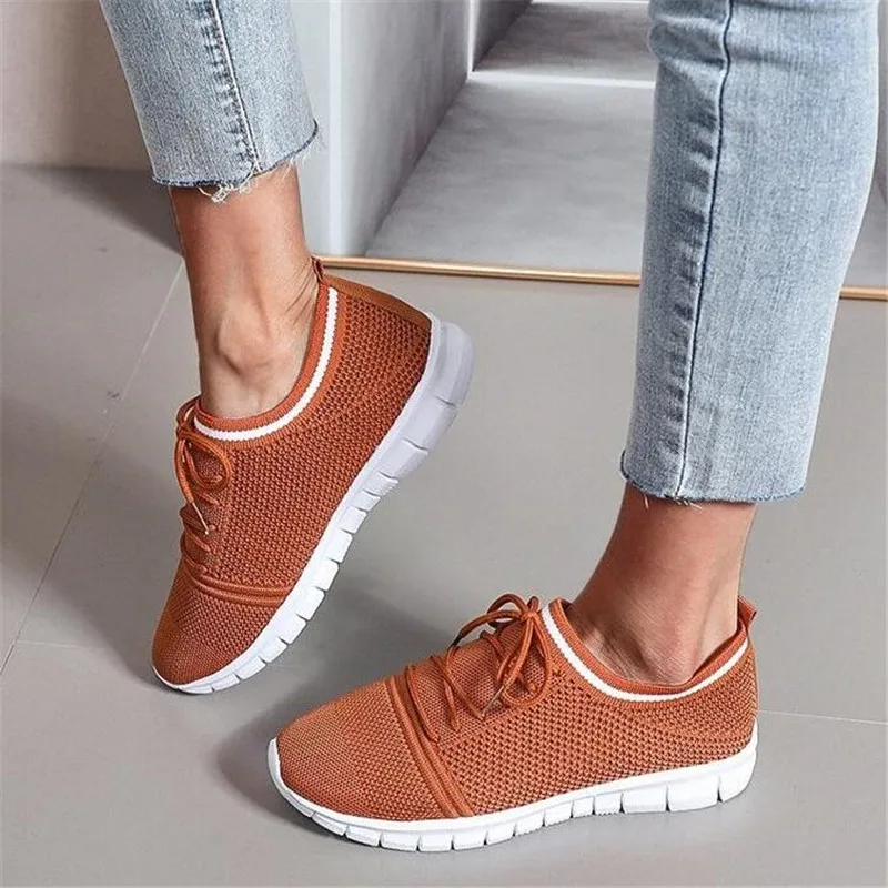 

Large size flat women's shoes 2021 new mesh platform casual shoes womens fashion sports breathable women sneakers running loafer