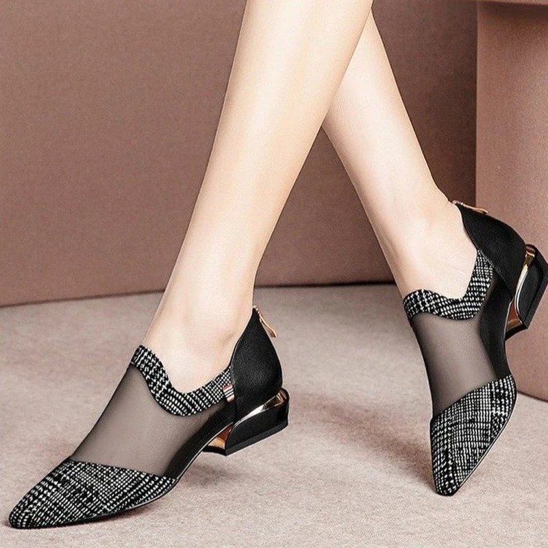 Новинка Элегантные женские летние модные сетчатые туфли лодочки на низком