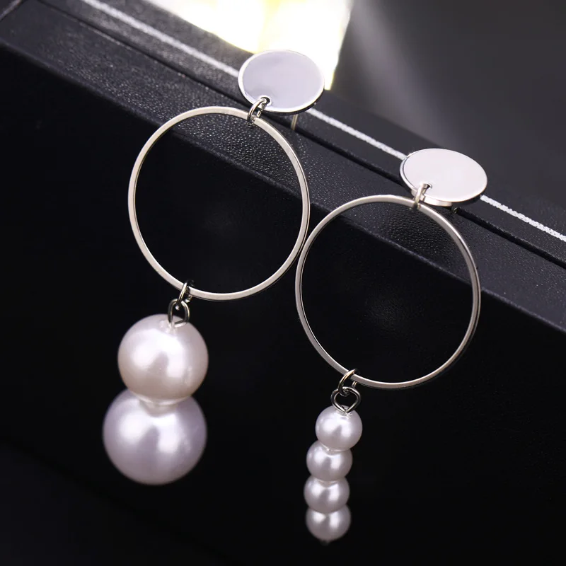 Женские Висячие серьги с искусственным жемчугом геометрические из цинкового