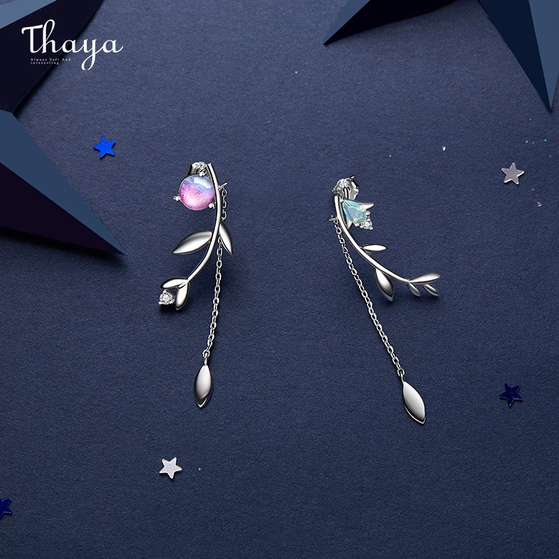 Женские серьги-гвоздики Thaya серебристые фиолетовые с цирконом ювелирные