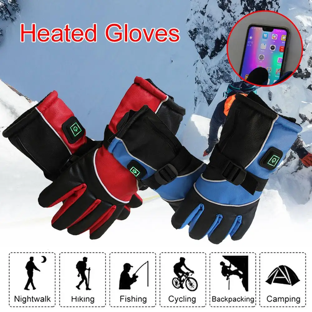 

3000 MAh Electric Gloves USB Charging Waterproof Outdoor Ridding Ski Heating Gloves Unisex Winter Hand Warmer Five-finger Heated