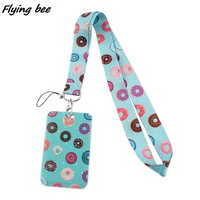 flyingbee donuts lanyard card holder student hanging neck mobile phone accessories lanyard badge subway access card holder x1582