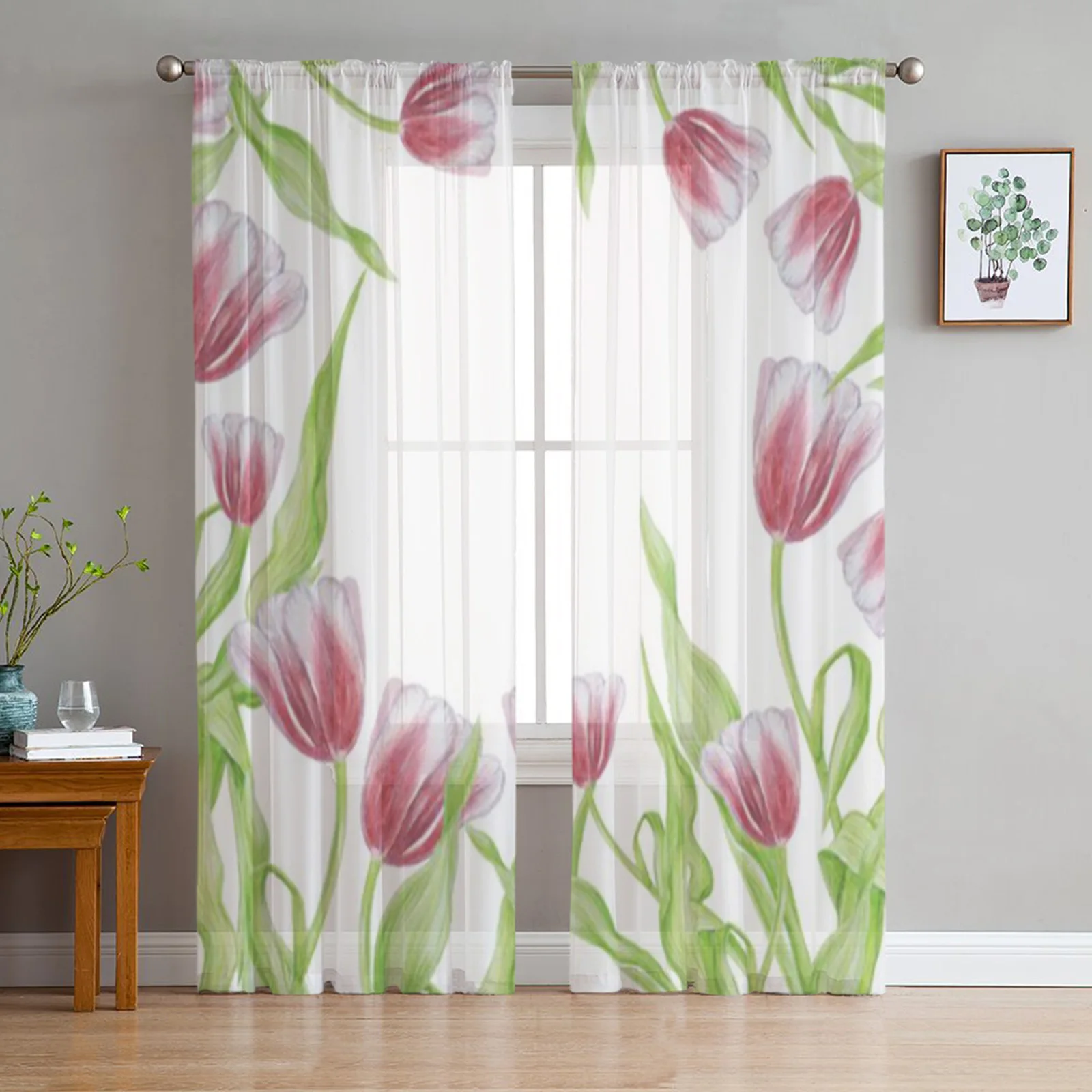 

Цветы тюльпана, зеленые листья, фотообои для гостиной, спальни, дома, кухни