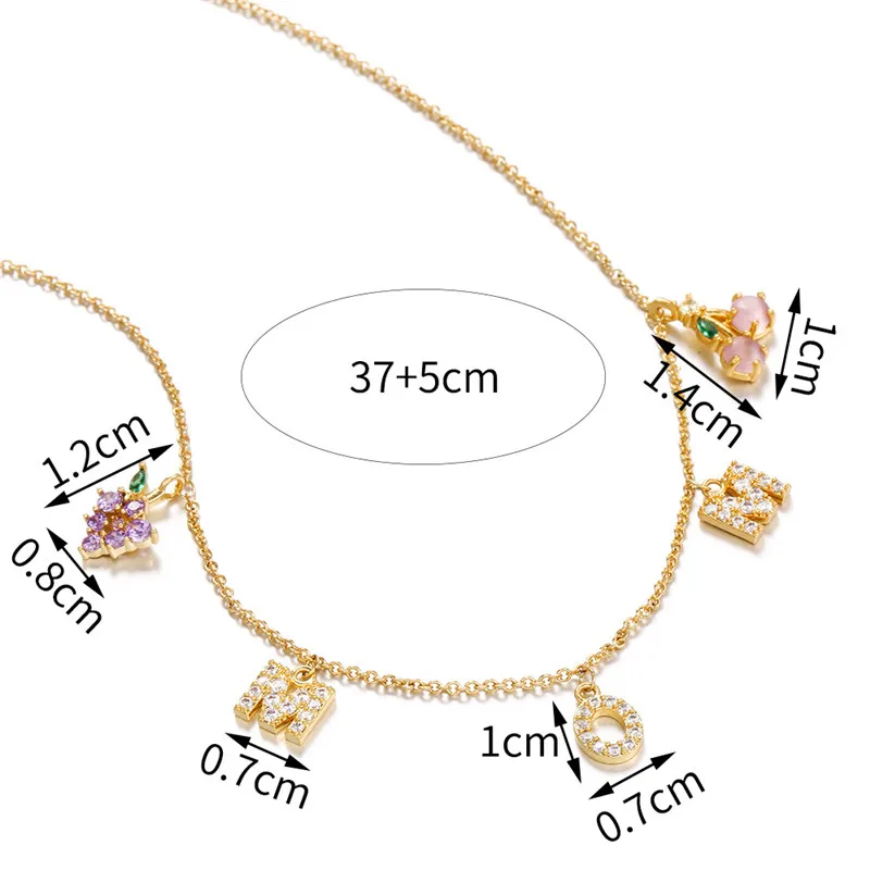

MC Fruit&Letter Necklace Creative watermelon/apple Women Summer Beach Chains Choker Collier INS Hot Crystal Necklace Jewelry