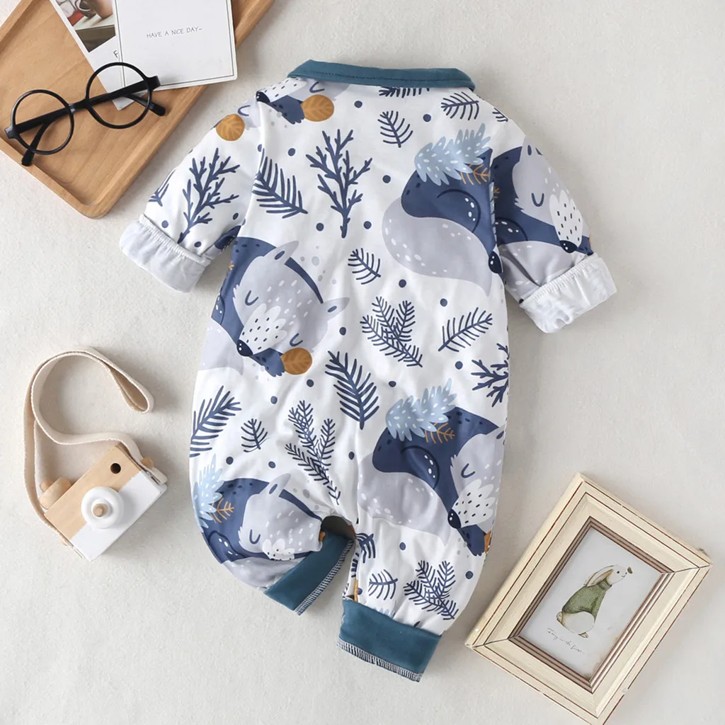 Детский комбинезон с длинным рукавом мультяшным принтом|Ромперы| |