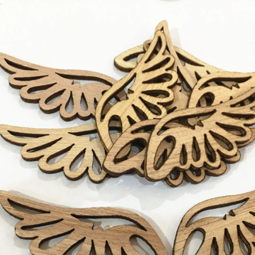 

80pcs Angel Wooden Patches Adorable Hole Wood Chips Creative DIY Accessories for Crafts