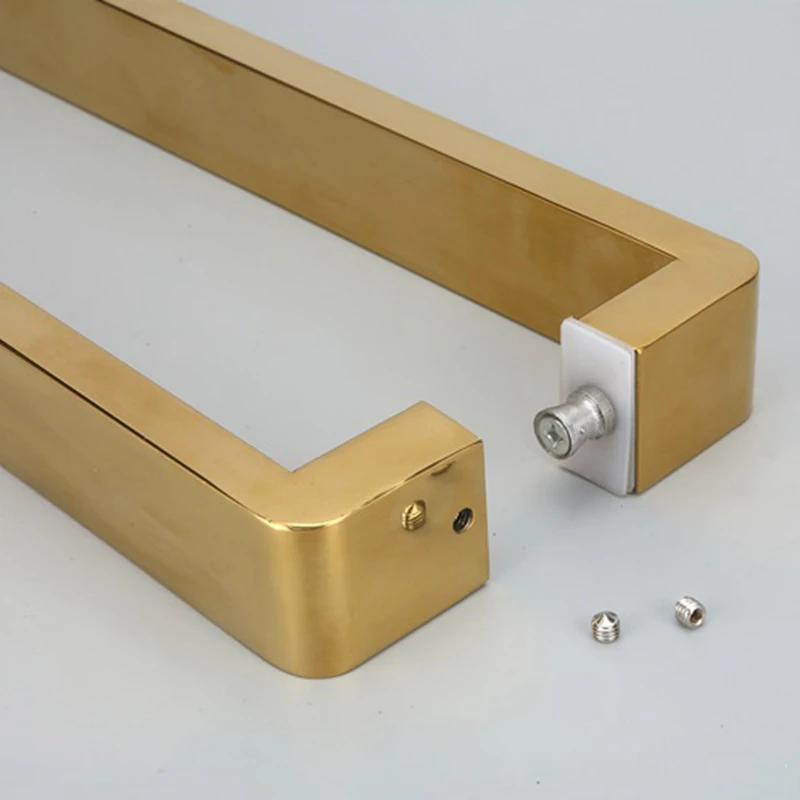 Двусторонняя золотая ручка для стеклянной двери душа из нержавеющей стали