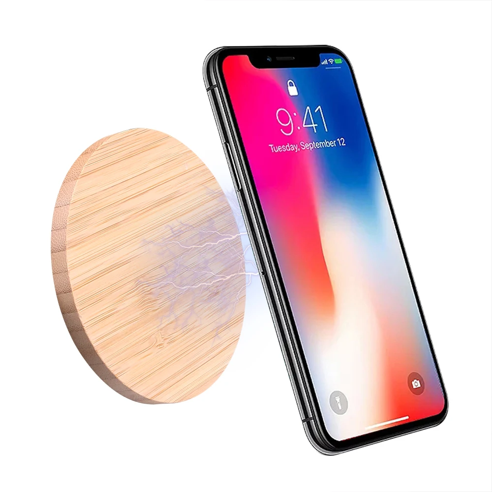 Портативное беспроводное зарядное устройство Qi Wood Pad тонкое для Apple iPhone 8 Plus X