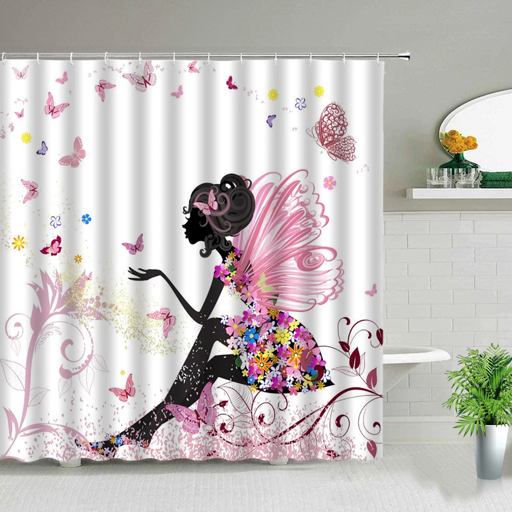 

Flame Butterfly Shower Curtains Colorful Animal 3d Printing Bathroom Waterproof Bathtub Home Decor Cloth Curtain Set With Hooks