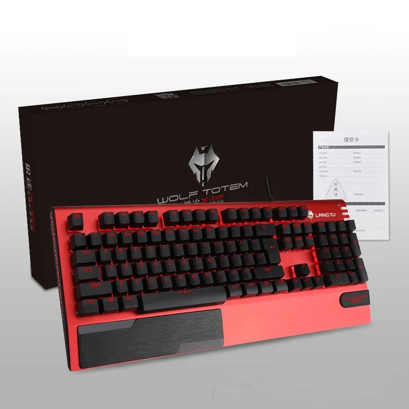 Эргономичная USB Проводная Механическая игровая клавиатура с подсветкой Wolf Totem