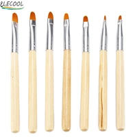 elecool 7pcs professional manicure uv gel nails brush pen set kit polish builder nail art wooden drawing brush phototherapy tool