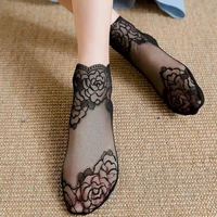 10 pairs transparent short ankle lace boat socks sexy women female ladies lady elastic soft embroidery stage girl cotton hosiery