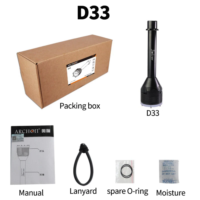ARCHON D33/W39 светодиодный фонарик для дайвинга подводная лампа 100 м