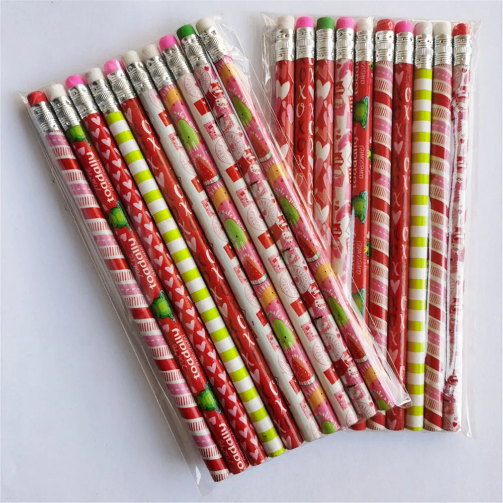 

10pcs/lot Cute Cartoon Pencils with Erasers Kawaii Stationery HB Lead Wood Standard Pencils for Kids School Office Supplies