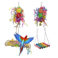 4pcs bird swing toys parrot chewing toys parrots toys hanging standing cage for budgie cockatiel love birds pet supplies