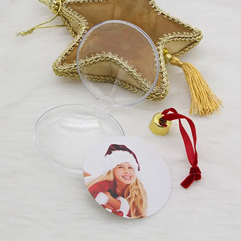 

5PCS Clear Plastic Photo Frame Xmas Tree Hanging Picture Frame Ornament DIY Christmas Holiday Party Room Decorations Pet Pendant