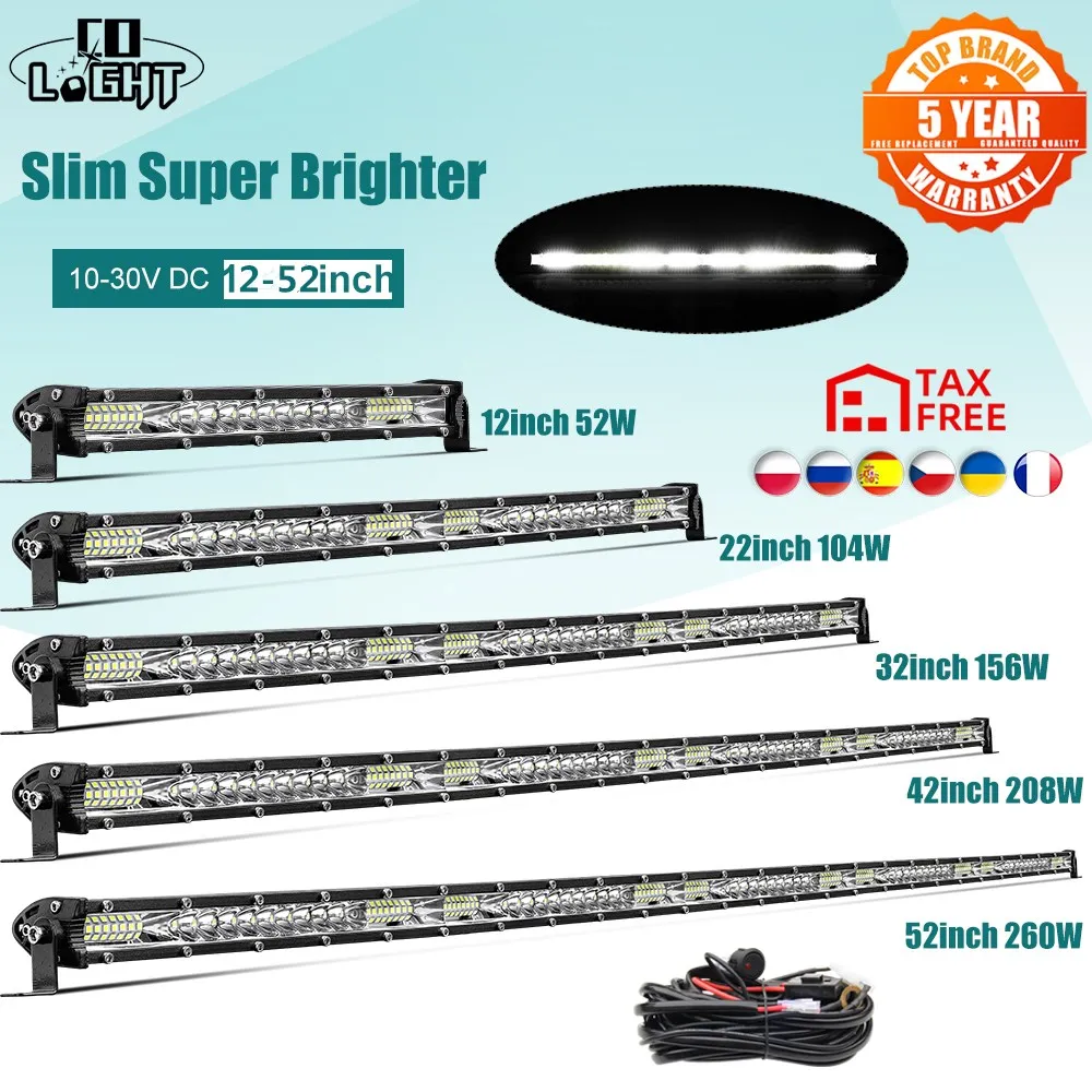 CO светильник Slim 12 &quot22&quot 32 &quot42&quot 52 &quotсветодиодная балка 4x4 внедорожник для