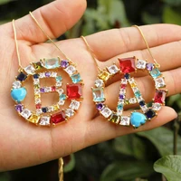 1pcs new top grade letter pendant necklace high quality rainbow cubic zircon a z initials pendants chain for women charm jewelry