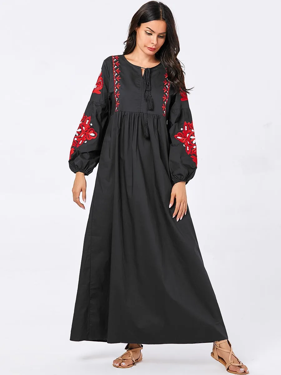 BNSQ женские мусульманские Длинные платья плюс размер халат вышивка abaya открытый Дубай Парер Рамадан Повседневный кафтан длинное платье