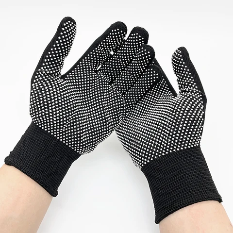 Нейлоновые тонкие Нескользящие рабочие перчатки с бусинами в горошек черного цвета износостойкие противоскользящие противообрастающие защитные перчатки для движущихся кирпичей