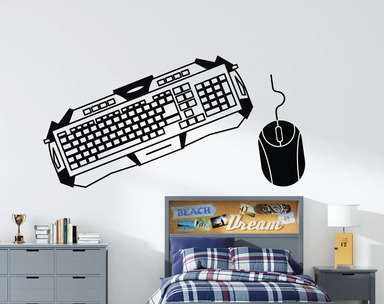 

Настенные наклейки для игроков, наклейки с клавиатурой и мышью, стильные украшения, виниловые наклейки на стену для мальчиков, спальни, игро...