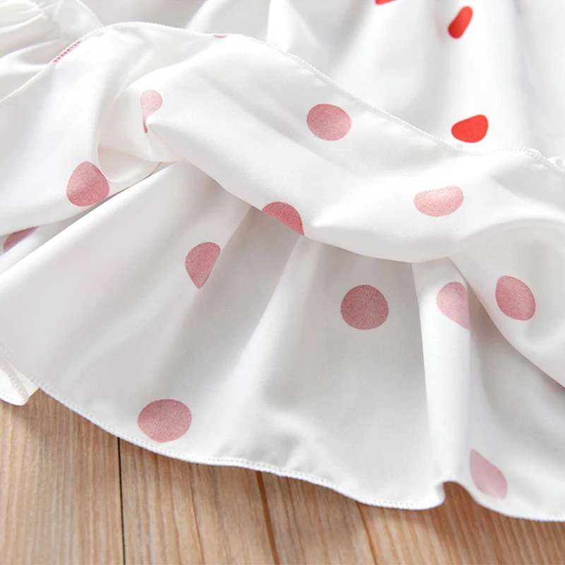 Детское шифоновое платье в горошек с коротким рукавом летнее 2021 | Детская одежда