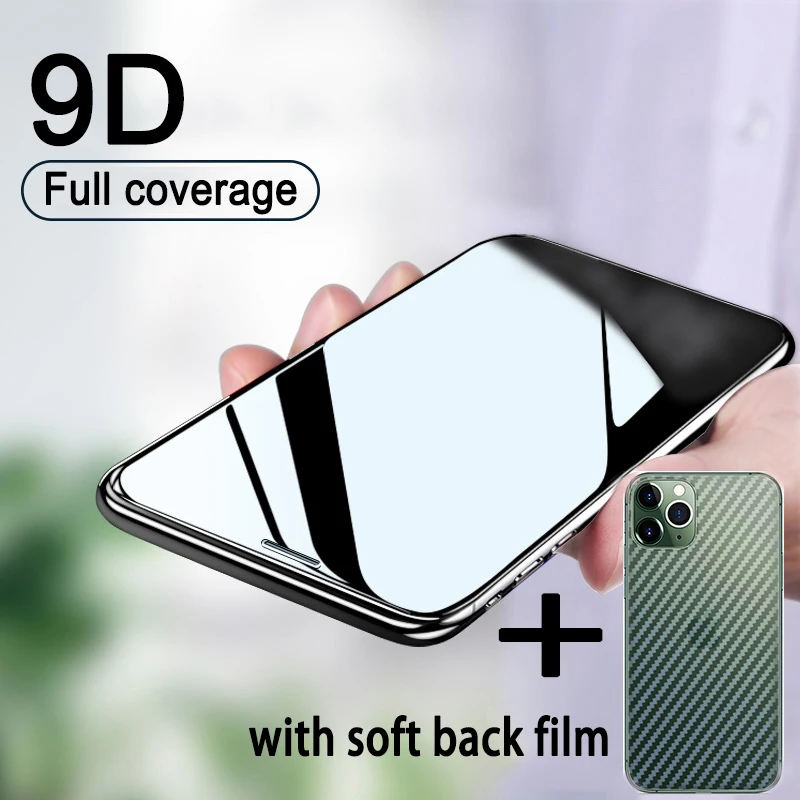 9D защитное стекло с закругленными краями для iPhone 7, 8, 6, 6S Plus, X, XR, XS Max, закаленное защитное стекло для iPhone 11 Pro, Max Glas