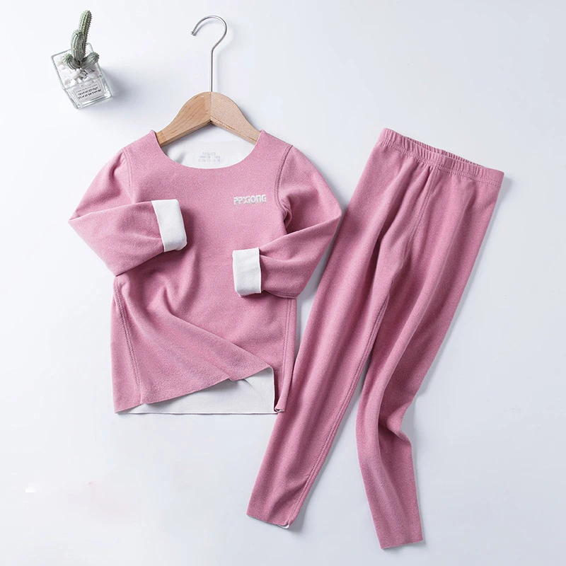 3-8 years old new seamless children's thermal underwear set for boys and girls AB face double-sided autumn clothes long trousers