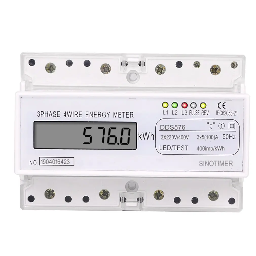 SINOTIMER DDS576 трехфазный 4 провода 7P ЖК-цифровой ваттметр энергопотребление din-рейка