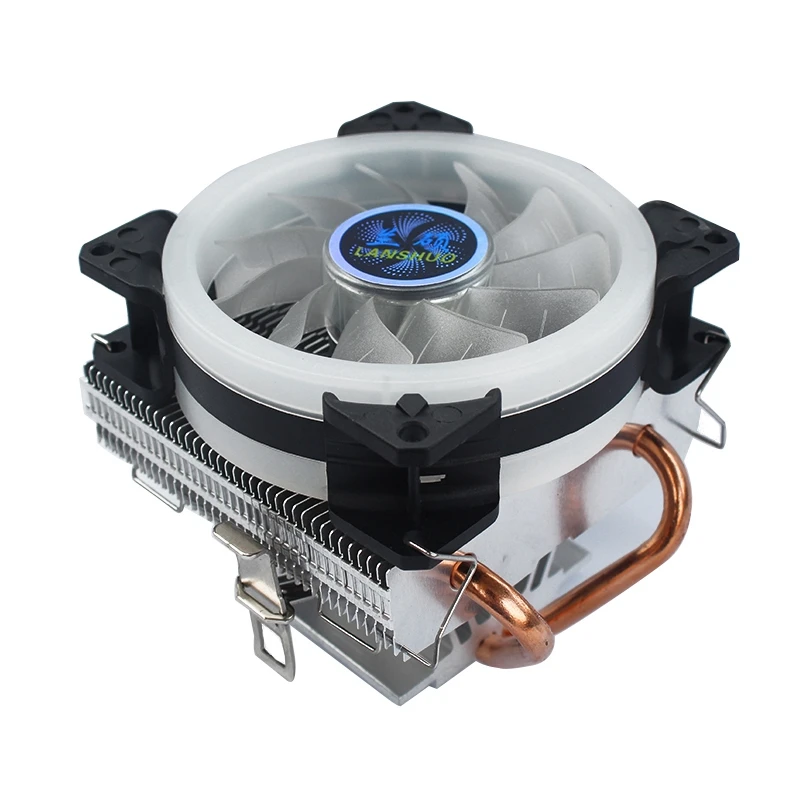 

LANSHUO 2 Copper Tube Downward Blowing 775AMD1155 Desktop Computer Radiator (209 Horizontal Tower 3-Wire Aurora Colorful Lamp)