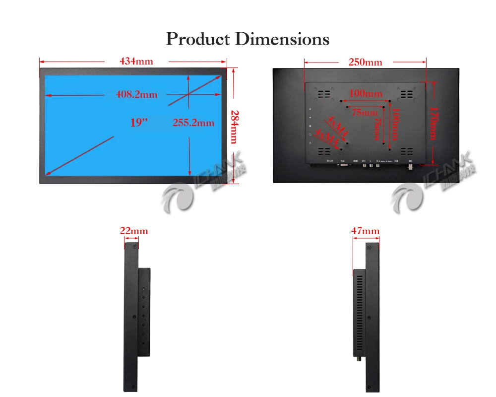 ZB190TC-V59L2/1" дюймов 1440x900 16:10 широкоформатный HDMI VGA USB поддержка Linux Ubuntu Raspbian Debian сенсорный ЖК-экран ПК монитор