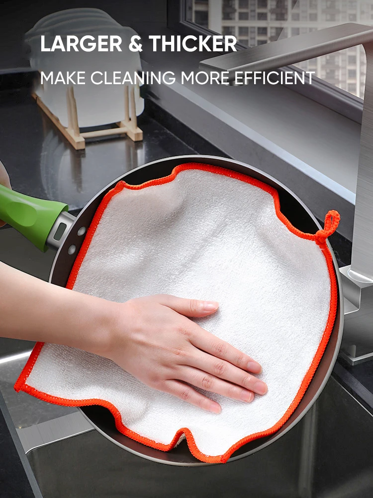 

JOYBOS Bamboo Fiber Dish Cloth Degreasing Kitchen Cloth Housework No Lint Dish Towel Absorbent Clean Non-Oily Dish Towel KR5