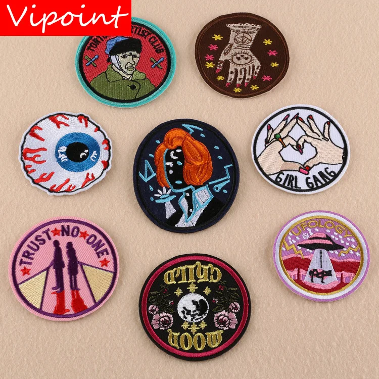 Випоинт вышивка знак Звезда женщина глаза нашивка с НЛО мультфильм пространство