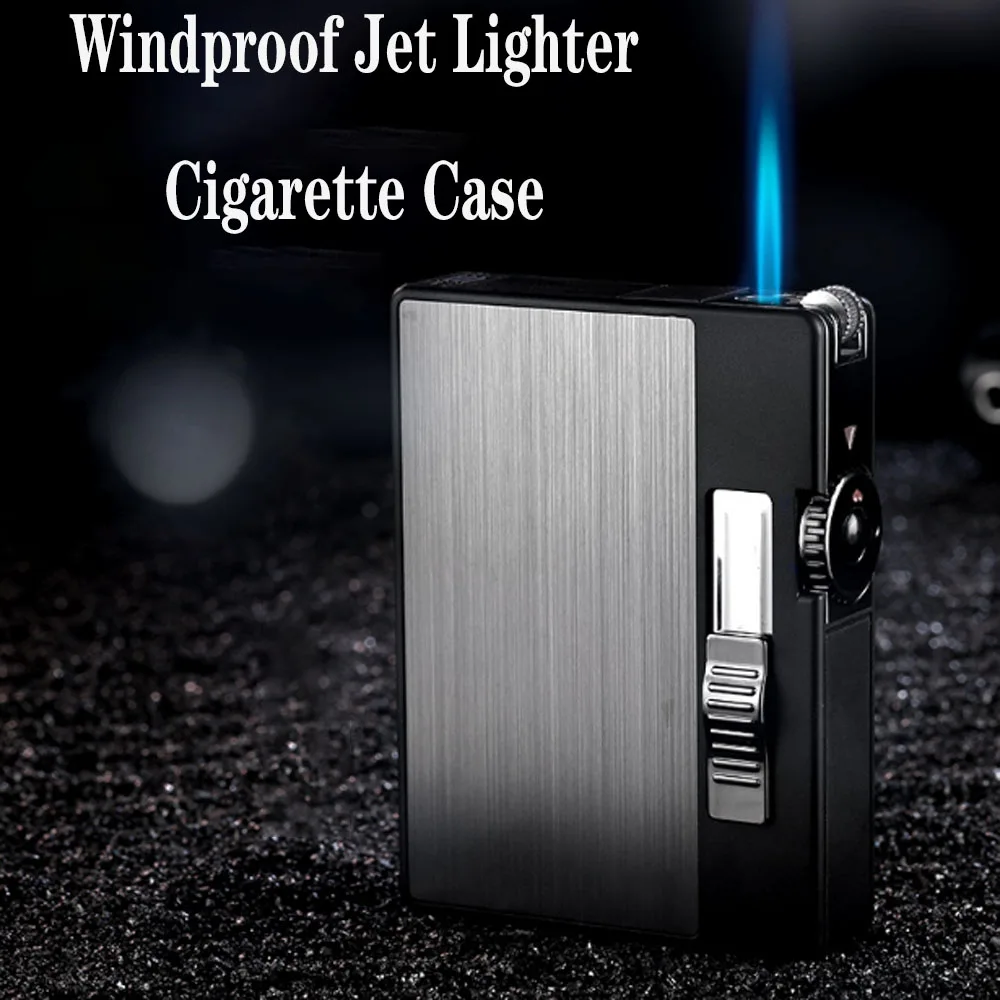 

Brand New Zinc Alloy ABS Portable Men's Cigarette Case Jet Cigar Lighter Gadget Outdoor Tool Smoking Accessories