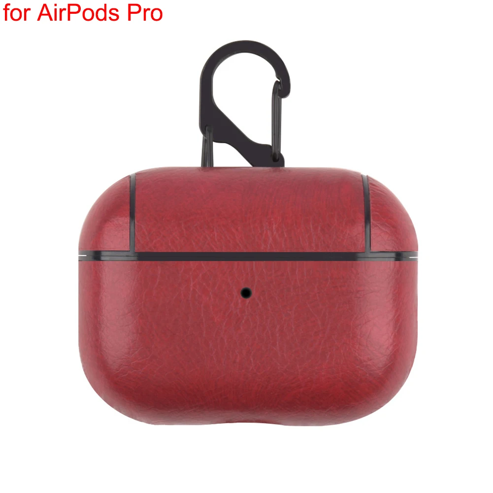 PU Red Bluetooth наушники кожаный чехол для Apple AirPods 1 2 Pro ткань анти-потеря противоударный чехол PU кожа для Air Pods 3 с крючком - Цвет: PU Red